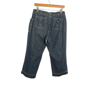 FrenchCuff Womens Denim Capris 10 Blue Dark Wash Patch‎ Pocket Utility Coastal thumbnail 2