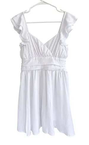 Versona White Ruffle Sleeve Tie Back Fit & Flare Dress Size 6 thumbnail 1
