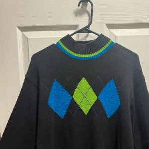 Vintage Victoria Jones Women's Sweater Black Green Teal Ramie Cotton Size M thumbnail 4