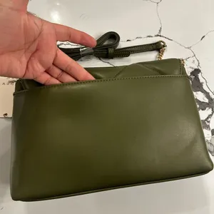Olive Quilted Chain Shoulder Bag Purse NWT Green thumbnail 6