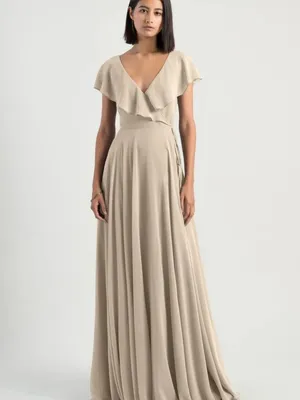 New Jenny Yoo Size 6 Sand Dune Faye Luxe Chiffon Wrap Bridesmaid Dress thumbnail 2