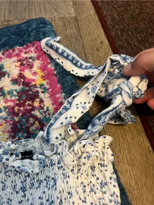 Zara blue and white printed midi dress thumbnail 12