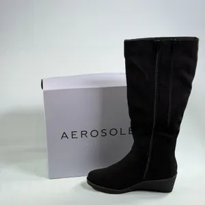 Aerosoles‎ Size-7.5M Women's Binocular Shearling Tall Boots Faux Suede Black thumbnail 2