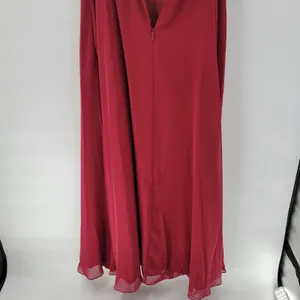 Azazie Gown Womens Large Red Pleated Chiffon High Slit Prom Bridesmaid Dress thumbnail 12