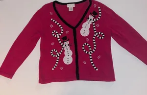 Mandal‎ Bay Womens Large Christmas Holiday Snowman Cardigan Sweater Festive Top thumbnail 1