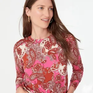 J. crew margot sweater vintage paisley merino wool sz M‎ thumbnail 2