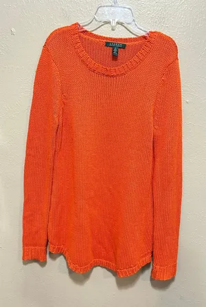 Lauren‎ Ralph Lauren Orange Acrylic Knit Long Sleeve Sweater Top Women's M thumbnail 1