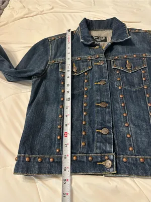 Polo Jeans Co. by Ralph Lauren Dark Blue Vintage Studded Denim Jacket - Size M thumbnail 12