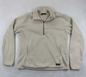 Patagonia Synchilla‎ Fleece Jacket Women's XL Beige Quarter Zip Pullover READ thumbnail 1
