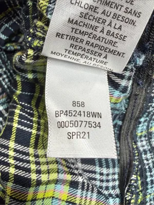 BP Plaid Square Neck Smocked Crop Top Blouse 1X Green Blue Black NWT Plus Size thumbnail 6