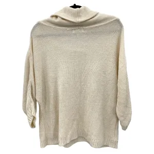 New‎ York & Company Open-Knit Shimmery Cowl Neck Sweater Large Cream Gold Top thumbnail 6