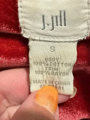 J.Jill Red Corduroy Trucker Jacket Velvet Trim Y2K Boho Small thumbnail 10