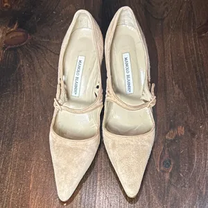 Manolo Blahnik Mary Jane Pump Heel 37.5 Laser Cut Stiletto Quiet Luxury Designer thumbnail 3