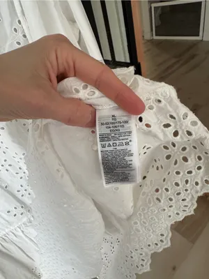 GAP eyelet embroidered long sleeve dress tie front cotton tiered ruffle hem thumbnail 4