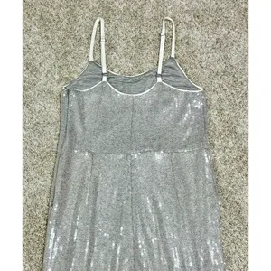 Anthropologie ETT:TWA Claudette Sequined Jumpsuit Silver Gray Pockets Size 4 thumbnail 10