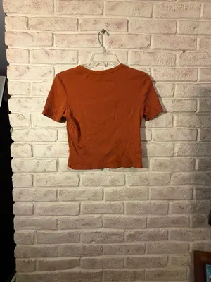 Zara Women Orange Ribbed Short Sleeve Crew Neck Crop Top T-Shirt Size M thumbnail 3