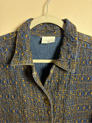 Click by Color Me Cotton Embroidered Denim Jacket 100% Tencel thumbnail 8