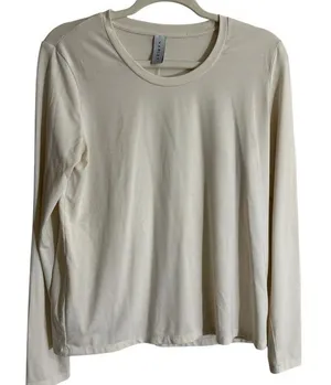 Varley Long Sleeve Tee Womens S Cream Crew‎ Neck Activewear Stretch thumbnail 1