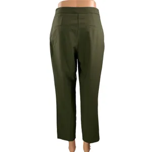 Topshop Women's Green High Waisted Pleated Straight Ankle Trousers Pants Size 4 thumbnail 3