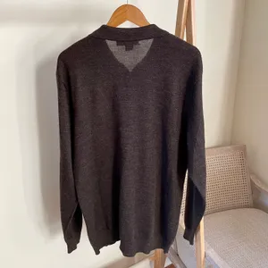 Vintage Checkered Grid Print Speckled Polo Neck Collared Quarter Zip Sweater in Chocolate Brown thumbnail 4