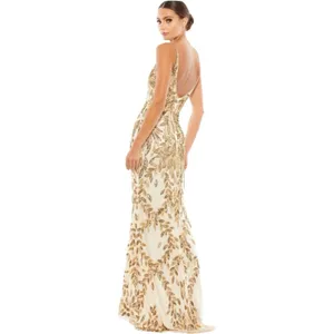 Mac Duggal Hand Embellished Sleeveless Evening Gown Nude Gold Size 10 #5107 NWT thumbnail 3