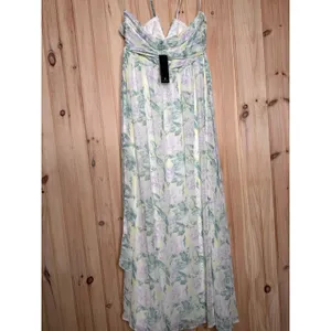NWT Lulus Effortlessly Abloom Green Multi Floral Ruched Halter Maxi Dress Size L thumbnail 5