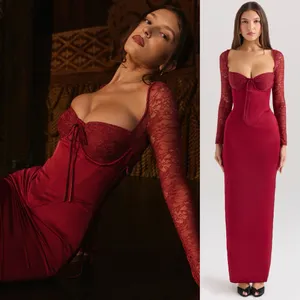 House of CB PERDI Berry Satin Maxi Dress With Corset M PLUS CUP thumbnail 17