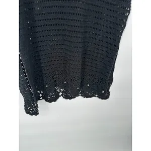 Venus Crochet Sweater Midi Tank Dress Medium Black Boho Grunge‎ Emo Silk Blend thumbnail 6