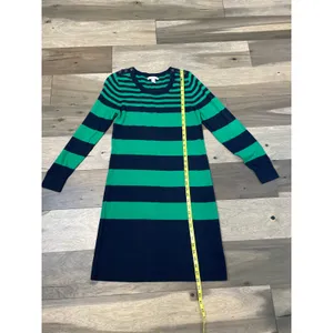 Banana Republic Navy Green Striped Sweater Dress Long Sleeve Cotton Size L thumbnail 4