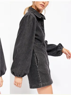 Free People Black Mia Denim Mini Dress Small thumbnail 6