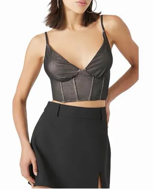 Forever 21 Mesh Corset Top Black Womens’s L Nwt thumbnail 1