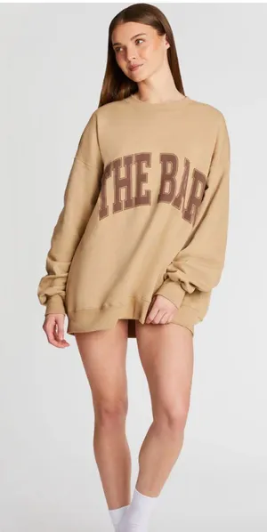 THE BAR Varsity Chocolate Chip, Brown/Tan Crewneck Sweatshirt, Size L thumbnail 1