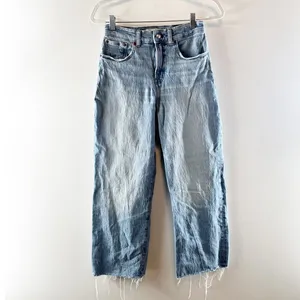 Madewell The Perfect Vintage High Rise Wide Leg Crop Jeans Blue 26 thumbnail 2