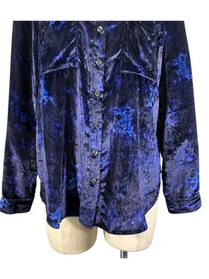 Pilcro Mara Velvet Relaxed Button Up Top Size 10 thumbnail 7