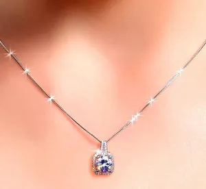 Necklace pendant chain 16” silver new Diamond Cz bling thumbnail 3