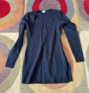 Abercrombie & Fitch Black Tight Mini Sweater Dress Long Sleeve Medium Petite thumbnail 1