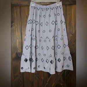 Madewell Embroidered Striped‎ Midi A line Skirt thumbnail 2
