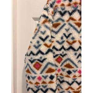 Eddie Bauer Womens Large Quarter Zip Sherpa Fleece Pullover Geometric Southwest‎ thumbnail 2