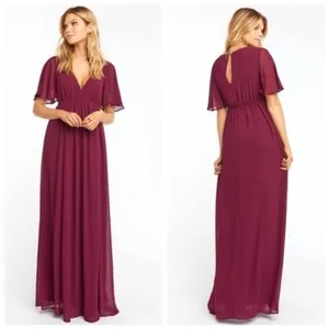NWT Show Me Your Mumu Emily Empire Merlot Chiffon Maxi Dress Large thumbnail 2