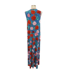 Rachel Pally Wildflower Long Sleeveless Caftan Floral Maxi Dress Blue Size Small thumbnail 7
