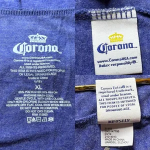 Corona "Always Summer" Sleeveless Tie-Front Tank Top | XL Blue Graphic Tee thumbnail 4