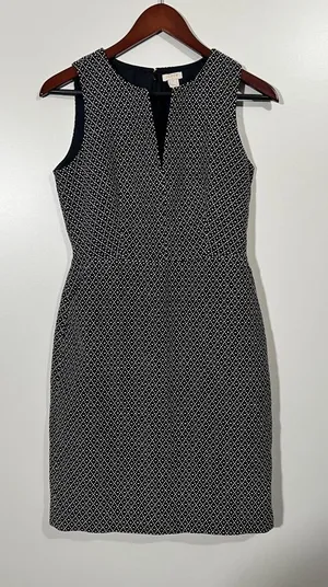 J. Crew Black and White Sleeveless Dress Size 0 Knee-Length thumbnail 1