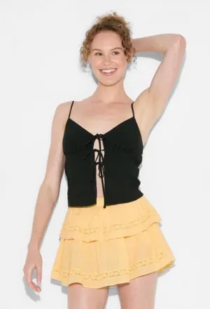 Wild Fable Black‎ Tie Front Cami Top Adjustable Straps XS Summer thumbnail 1