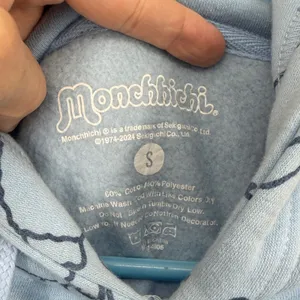 Monchhichi Sekiguchi Blue All‎ Over Print Cropped Hoodie Sweatshirt Small Womens thumbnail 3