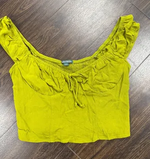 Wild Fable Chartreuse‎ Lime Green Smocked Crop Top - XS thumbnail 1