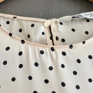Zara Dress Cream Black Polka Dot Midi Long Sleeve Empire Waist Oversized Size S thumbnail 12