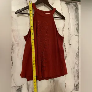 Altar’d State Rust Halter Top, suede feel, detailed overlay Size Large thumbnail 7