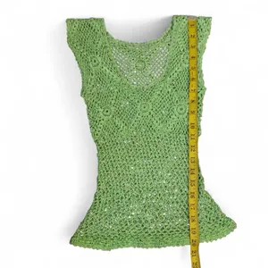 2000s Y2K Green Fairy Crotchet babydoll Tank Cami Festival Top blouse Fitted Corset Waist Stretchy Frills Boho Forest #Alternative #Hippie #Gypsy #Concert #Rave Feminine Girly Measurements in pics thumbnail 4
