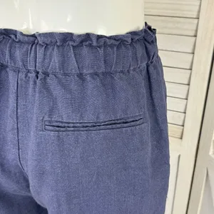 Polo Ralph Lauren Linen Drawstring Wide Leg Pants Denim Blue Small‎ Paperbag thumbnail 8