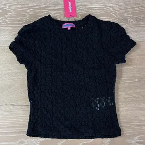 Edikted Lace Sheer Short Sleeve Top Size XS in Black thumbnail 1